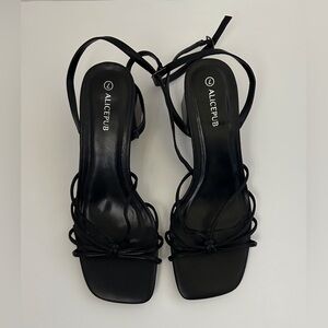 NWOB ALICEPUB Women's Chunky Block Strappy Open Toe Heels Size 7 Black